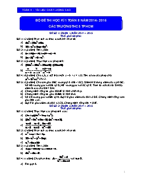 Bộ 3 đề thi học kì 1 Toán 8 năm 2014 - 2015 các trường THCS TP Hồ Chí Minh